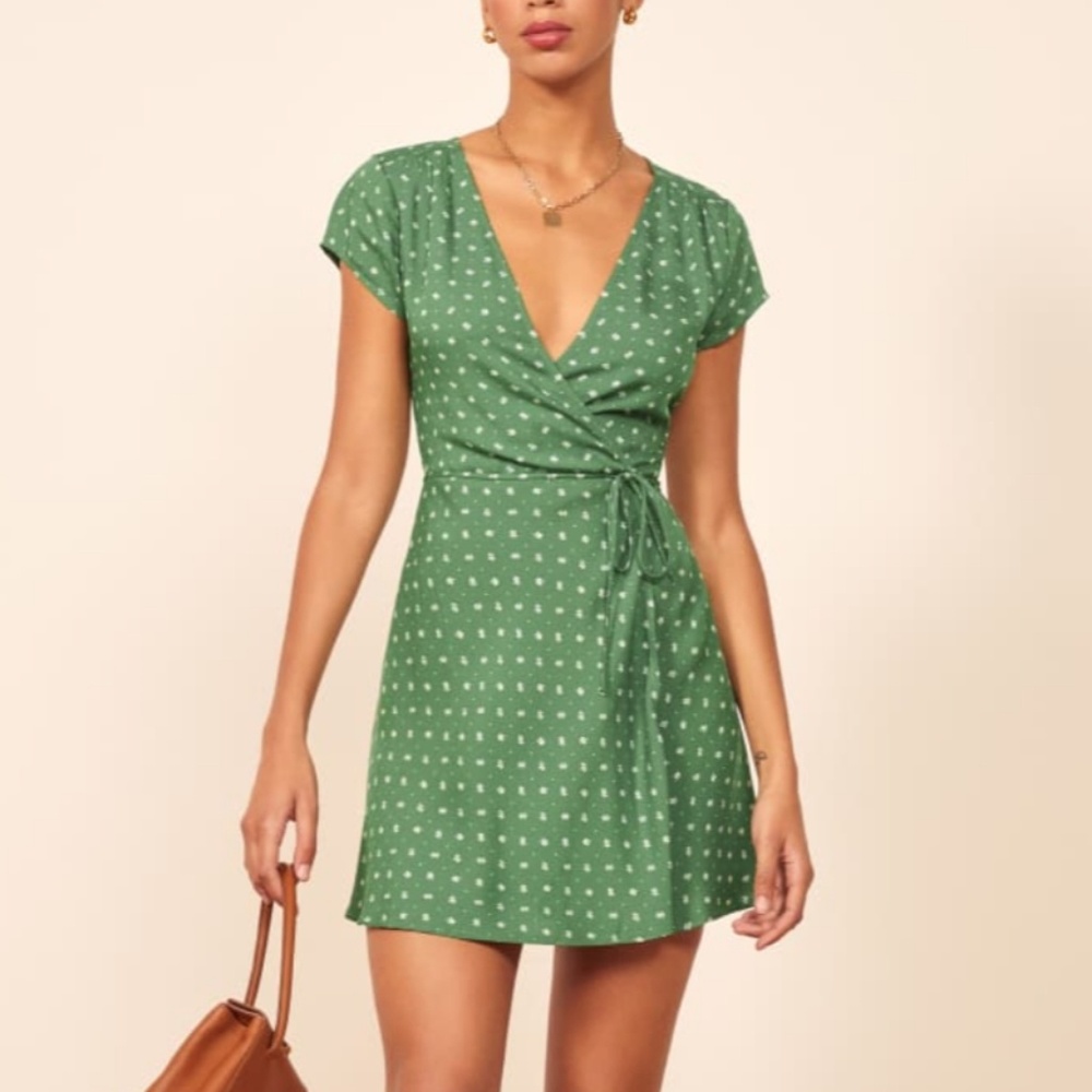 NWT Reformation Green Ports Wrap Dress XS